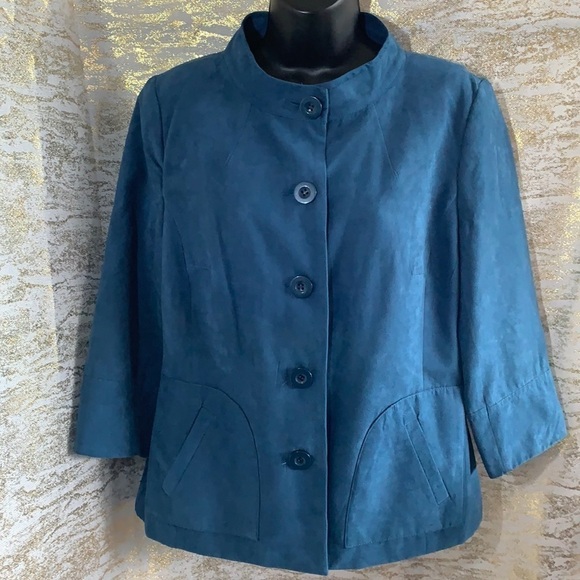 CHAPTER One blue/sea salt faux suede blazer/jacket size 10 - Picture 2 of 9